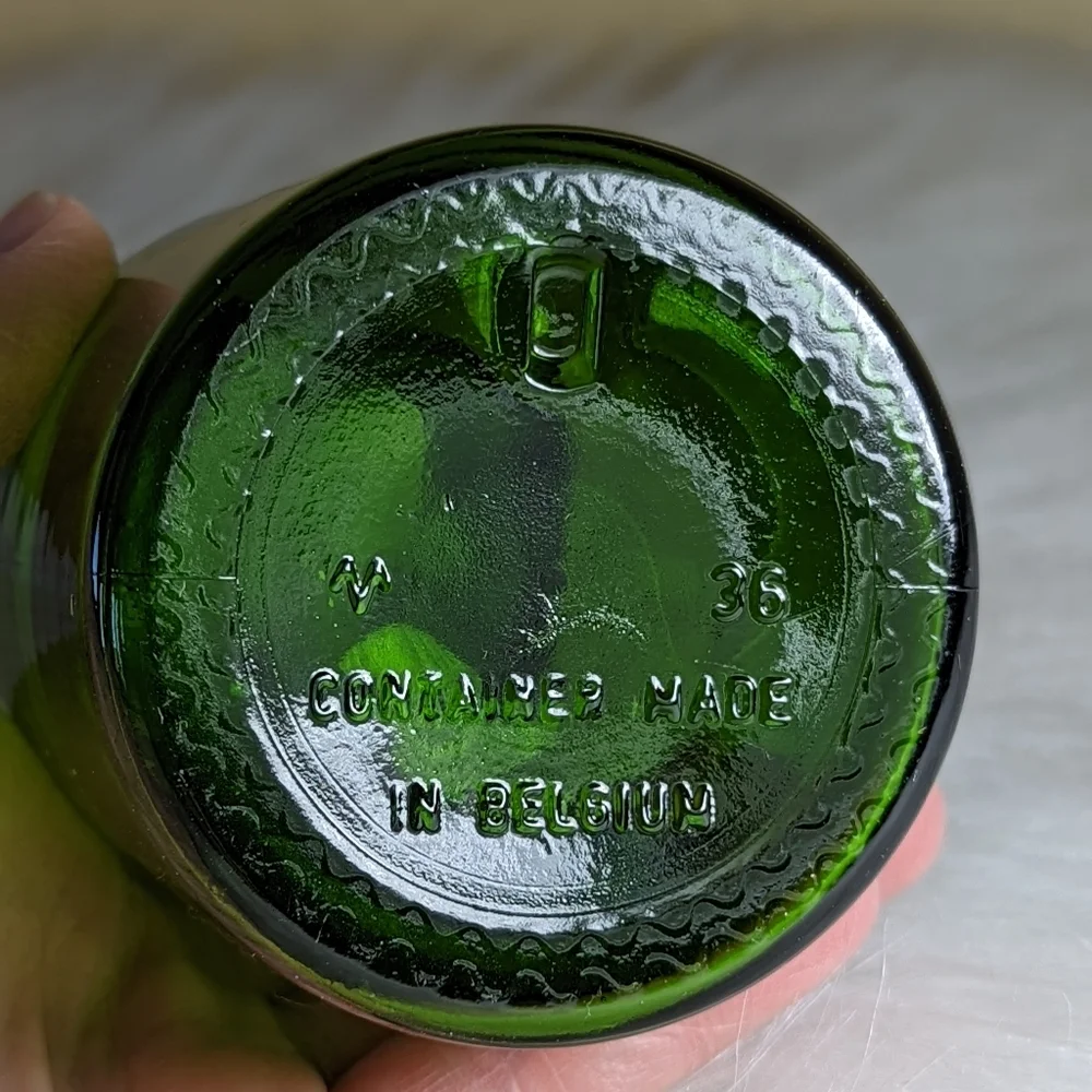 Belgium Dark Green Mid Century Glass Apothecary Jar Vintage Style